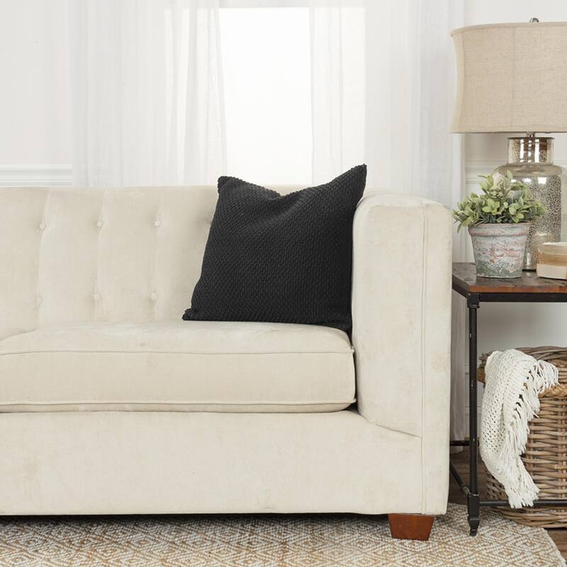 Solid Light Texture Pillow Cover - Black