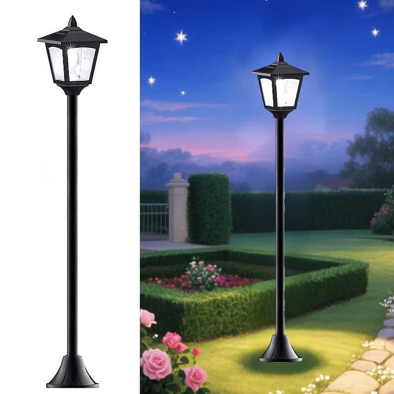 40" Solar Lamp Post Lights IP65 Waterproof LED Outdoor Pole Lighting - Black