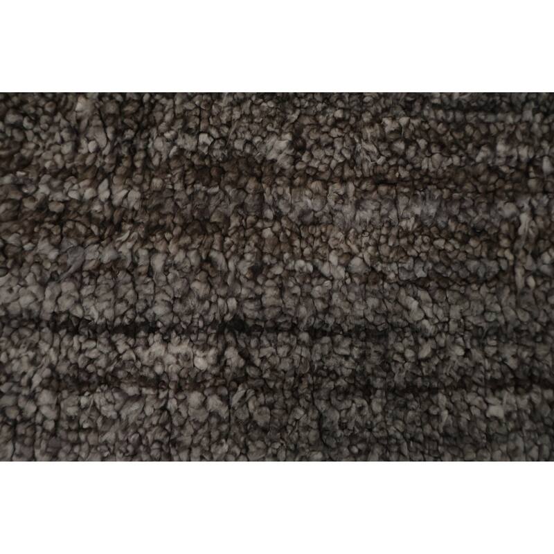 Hand Knotted Oriental 100% Wool Carpet Modern Solid Greys & Charcoal Gabbeh Runner Rug - 5' 0'' X 2' 0''