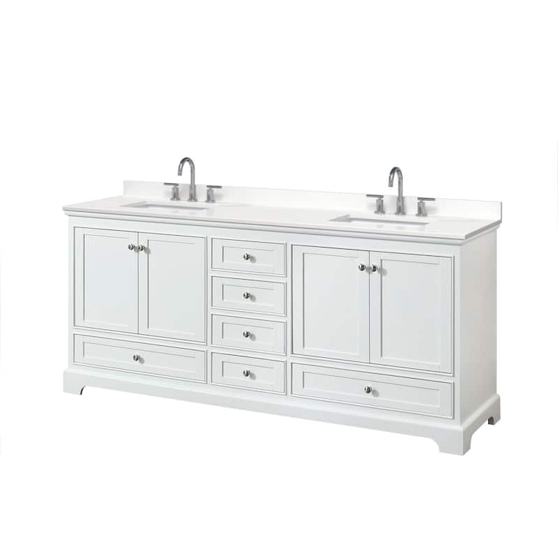 Wyndham Collection WCS202080D-QTZ-US3MXX Deborah 80" Free Standing - White / White Quartz Top / Polished Chrome