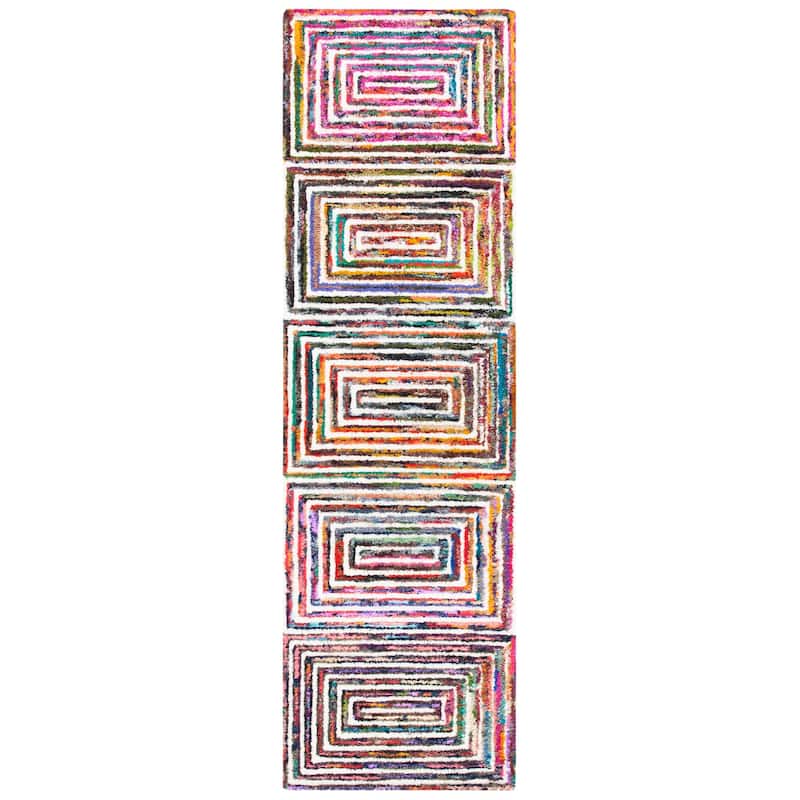 SAFAVIEH Handmade Nantucket Wibke Contemporary Cotton Rug - 2'3" x 6' Runner - Ivory