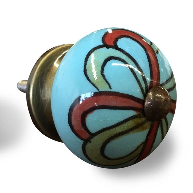 HomeRoots 1.5" x 1.5" x 1.5" Turquoise, Red and Green - Knobs 12-Pack - 1.5" x 1.5" x 1.5"