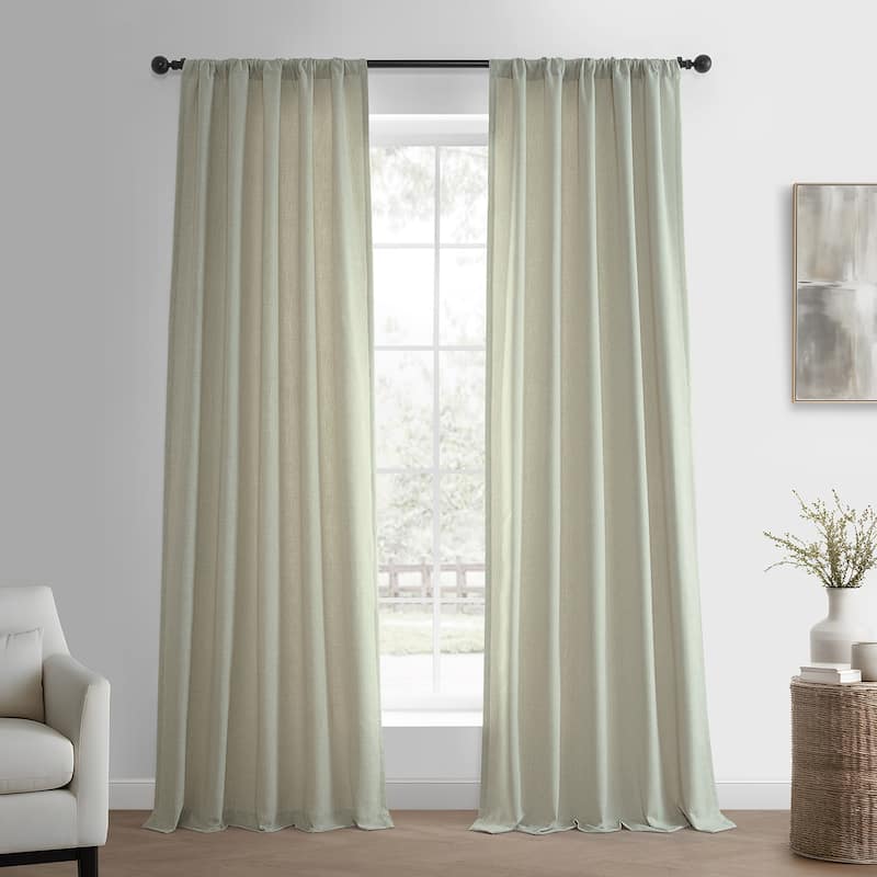 Exclusive Fabrics Basic Faux Linen Curtain Pair - 2 Panels - Light Filtering Window Curtains - Greige - 50 X 84