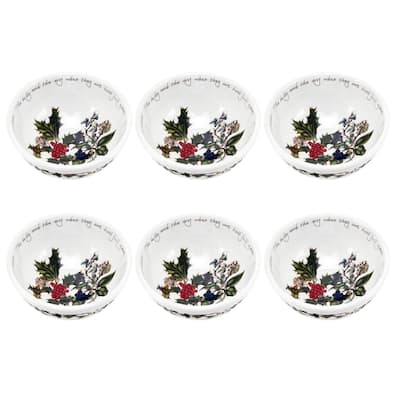 Portmeirion Christmas The Holly and Ivy Set of 6 Fruit Salad Bowls - 8 in