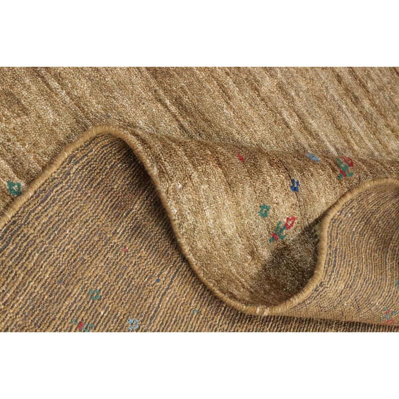 Hand Knotted Oriental Viscose Silk Carpet Tribal Animal Pictorial Yellow & Gold Gabbeh Area Rug - 11' 11'' X 9' 1''