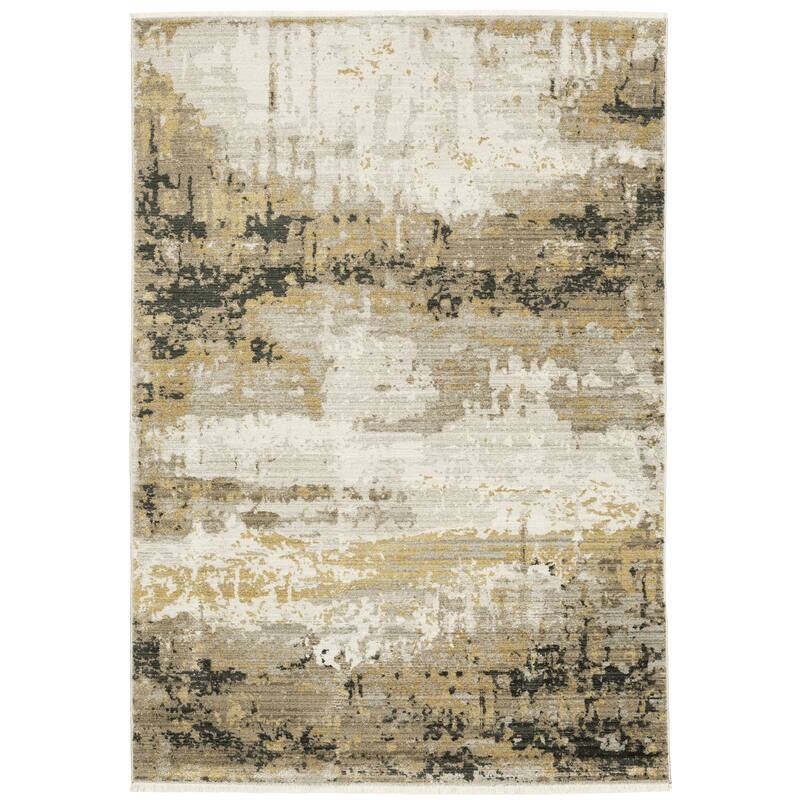 Blois Gold Black Abstract Contemporary Casual Area Rug