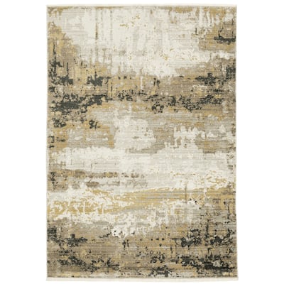 Style Haven Boulevard Power-Loom Recycled P.E.T. Abstract Gold/ Black Rug-