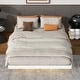 preview thumbnail 22 of 55, Modern Size Low Profile Platform Floating Bed with LED Lights Underneath Queen - White