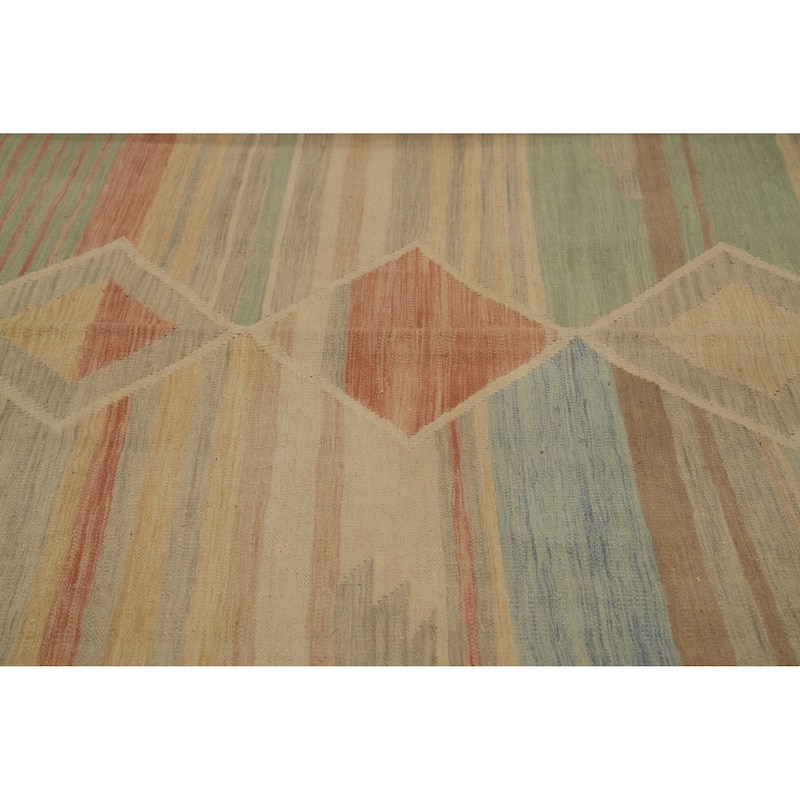 Hand Woven Oriental 100% Wool Carpet Southwestern Tribal Multi-Colored Kilim Area Rug - 9' 1'' X 5' 9''