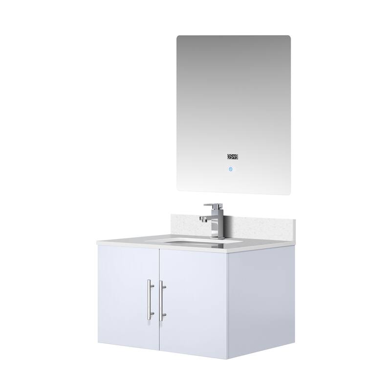 30" Marble Top Bathroom Vanity with Soft-Close Doors, 30" x 32" Mirror & Monte Chrome Faucet - Compact Design