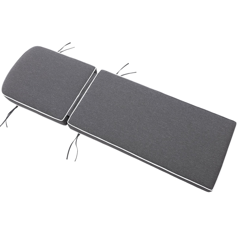 KINWELL Set of 2 Extra Thick Outdoor Chaise Lounge Cushions (5-inch Thick)