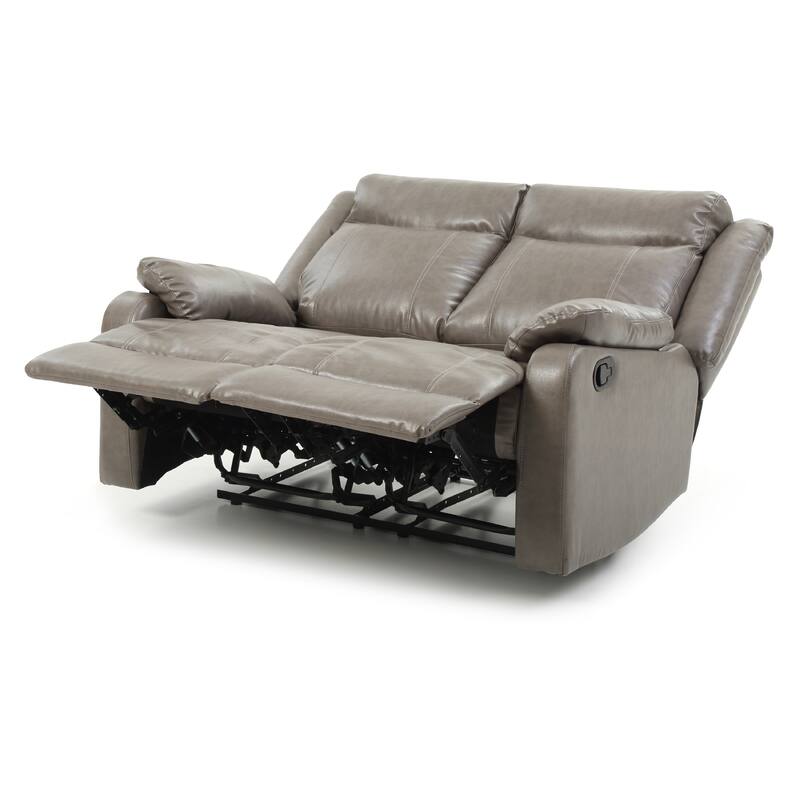 Faux leather 2-Seater Reclining Sofa - 55" - Gray