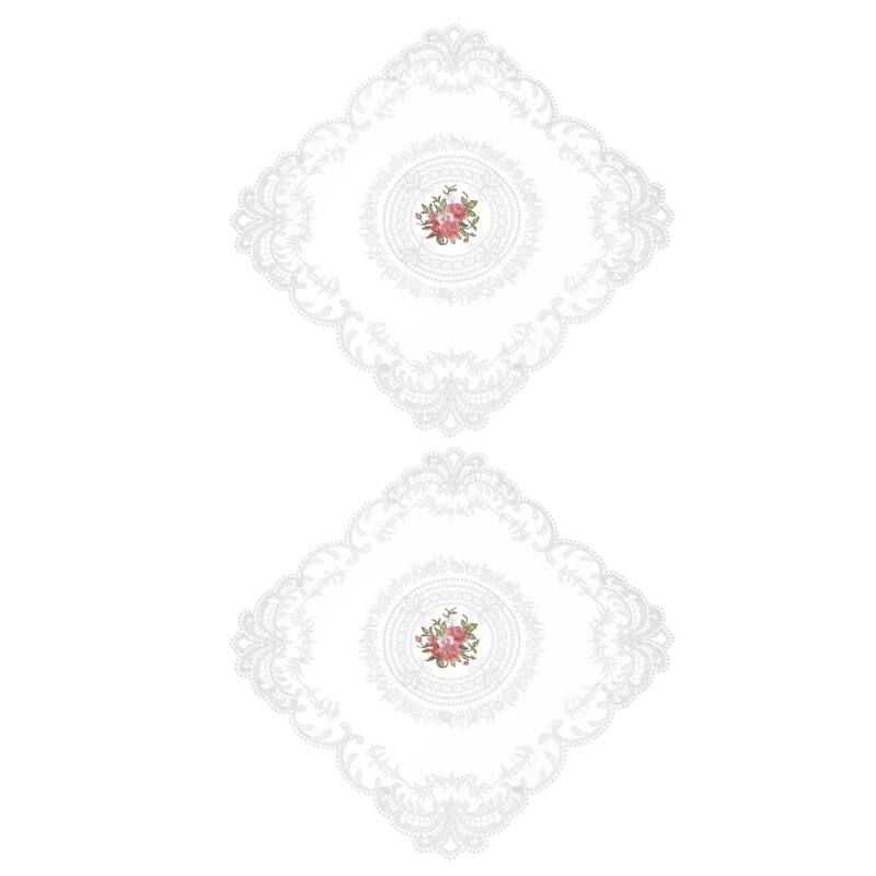 2Pack 12x12-in Retro Lace Placemat Square French Crochet Doilies