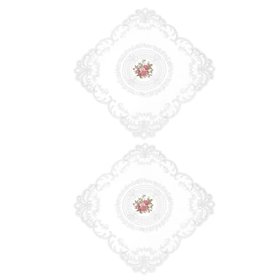 2Pack 12x12-in Retro Lace Placemat Square French Crochet Doilies