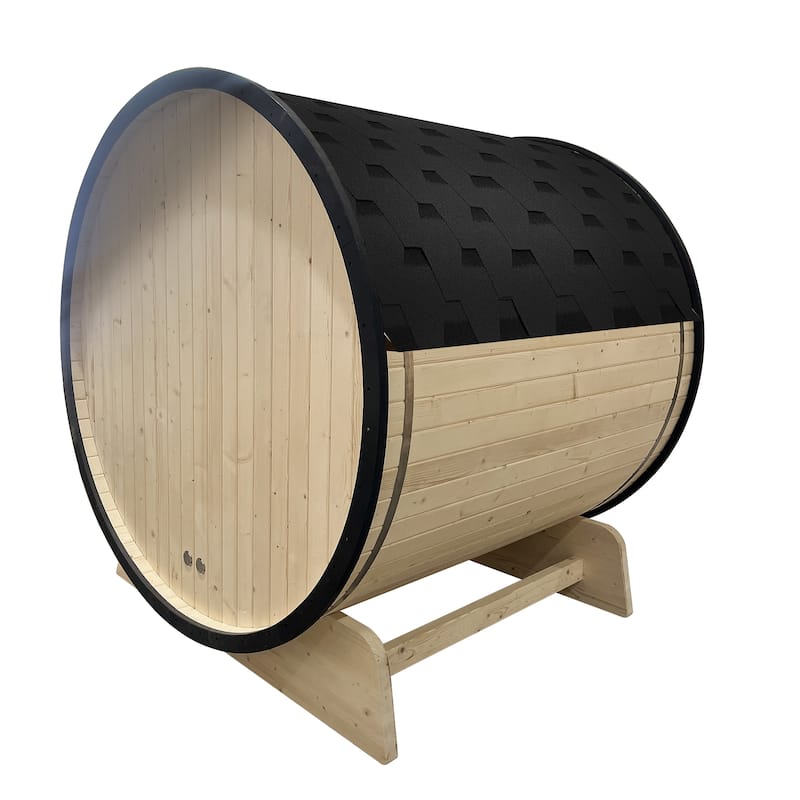 ALEKO Outdoor 3-5 Person Pine Wood Dry Wet Barrel Sauna with Heater and Roof