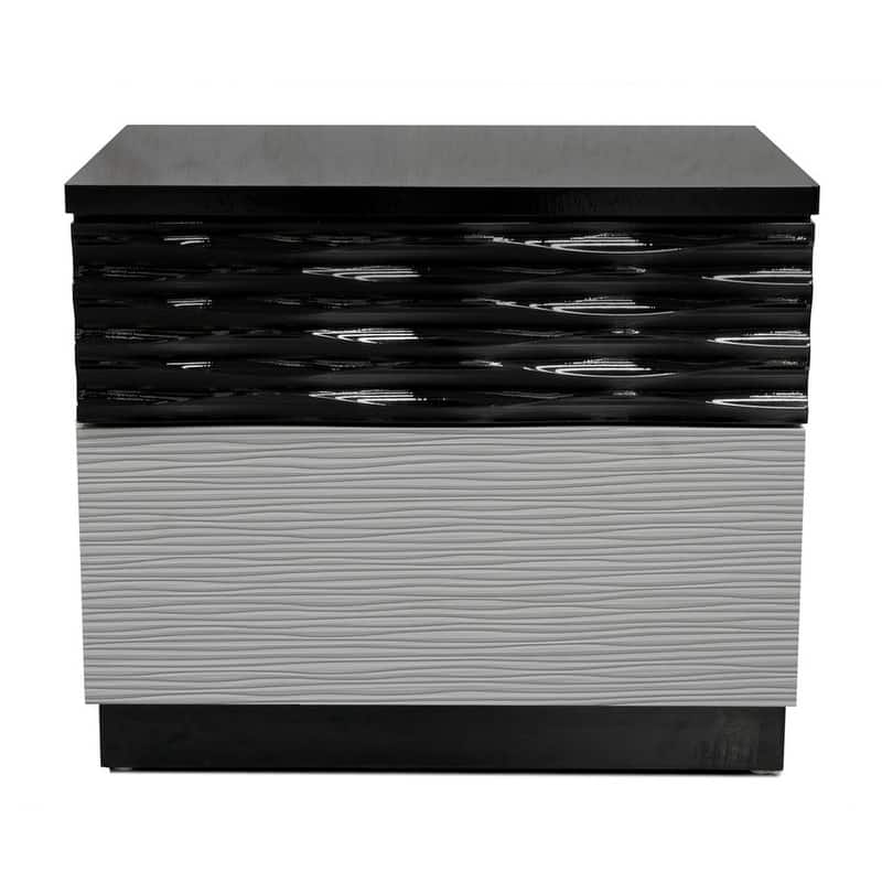 Best Master Furniture 2 Drawer Black/Zebra Grey Nightstand