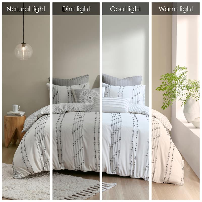 INK+IVY Kara 3 Piece Cotton Jacquard Duvet Cover Set (Insert excluded)