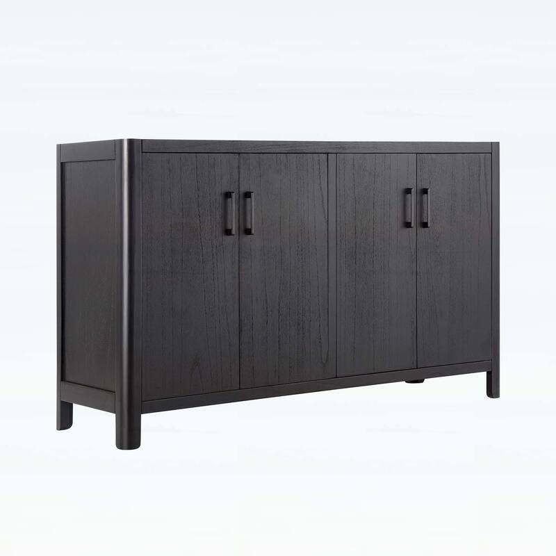 4-Door Cabinet with Smooth Rounded Corners & Refined Metal Handles