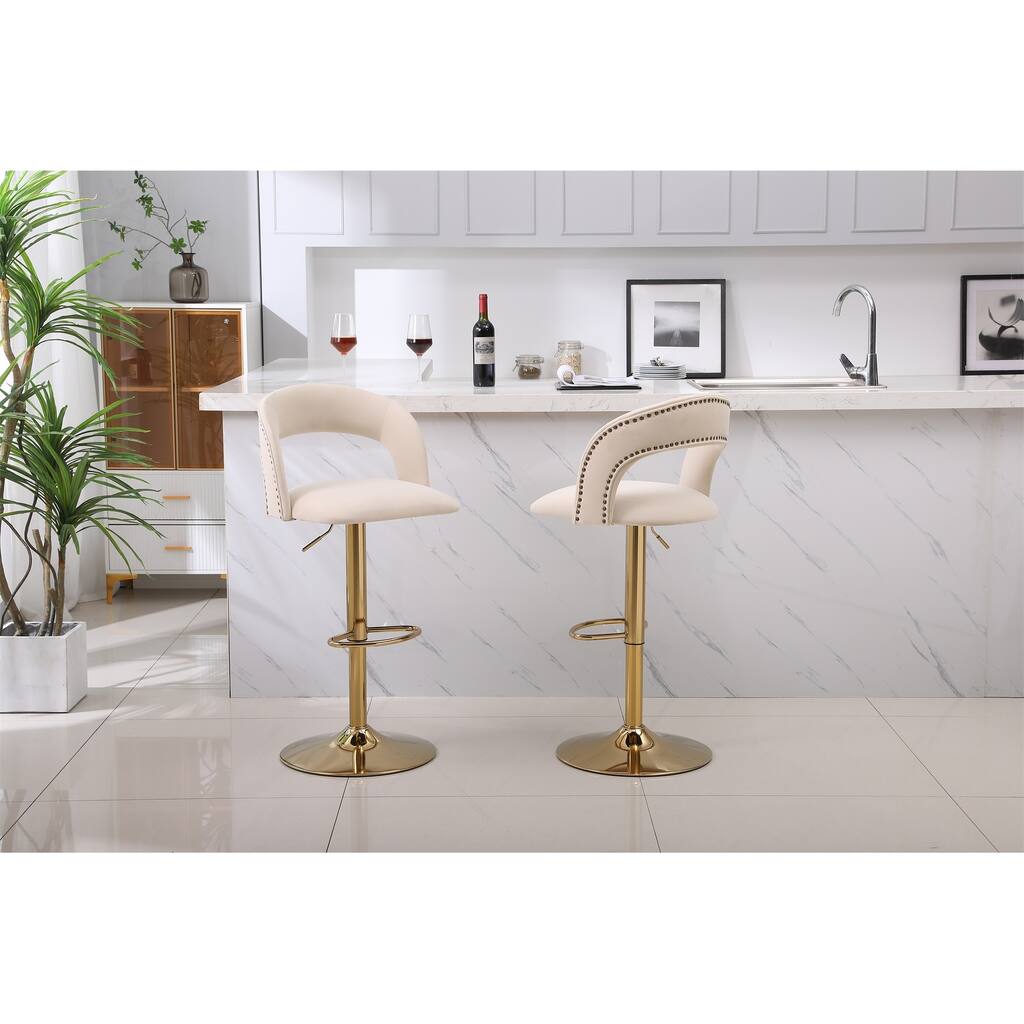 Swivel Velvet Bar Stool Counter Height Bar Chairs