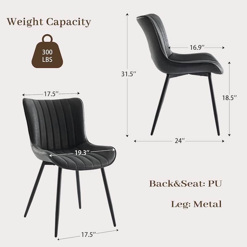 Upholstered Dining Chairs Set of 2, Mid Century Modern Armless Kitchen Chair