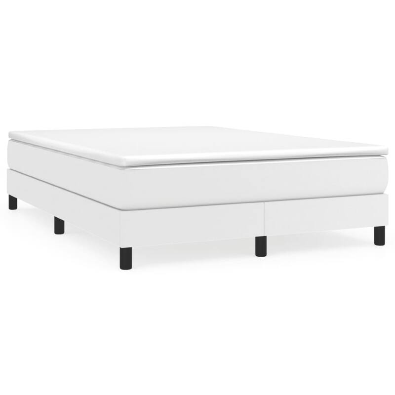 Yeri Full Size Bed Frame, White Faux Leather, Low Profile Legs