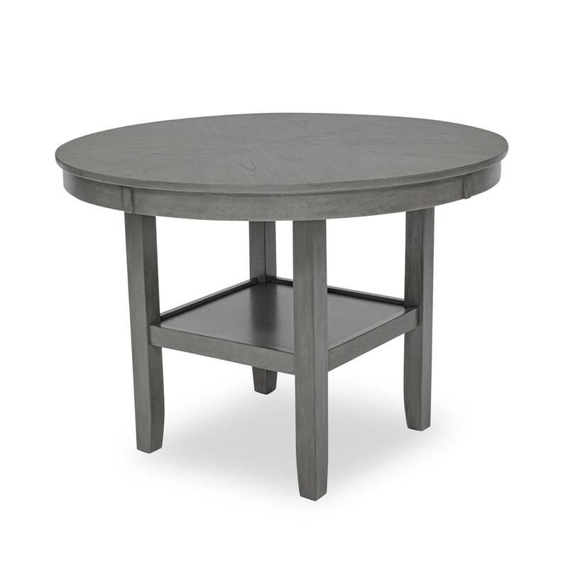 Round 5Pc Dining Table Set Lower Storage Shelves Dining Room Set Wooden Furniture