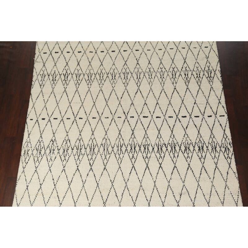 Trellis Moroccan Oriental Wool Area Rug Hand-knotted Home Decor Carpet - 8'0" x 10'5"