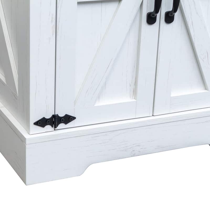Farmhouse End Table Sofa Side Table with Charging Station