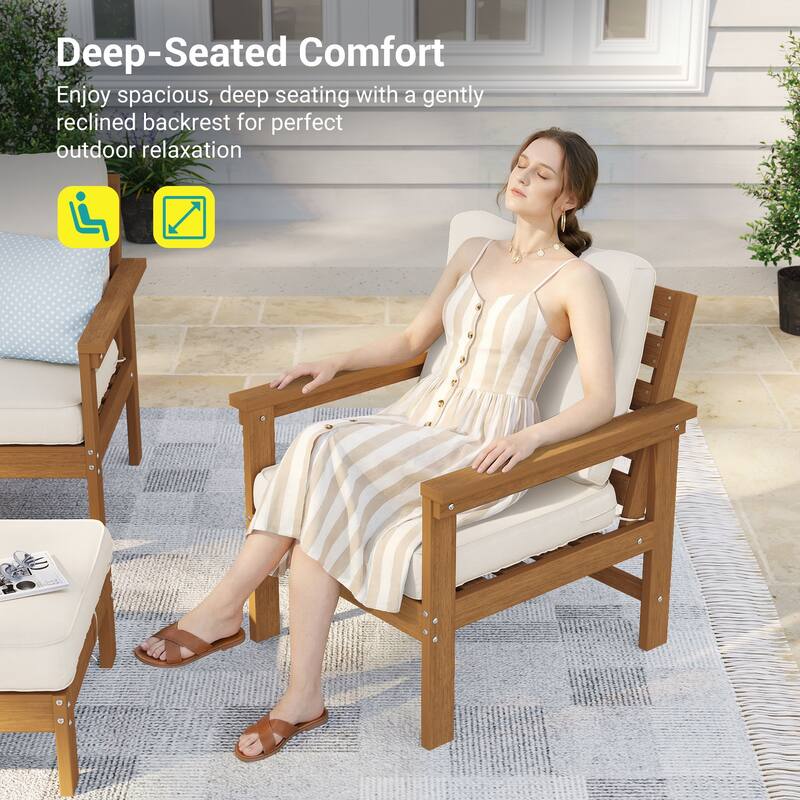 HIPS Outdoor Sofa Set with 3.9 Inch Cushions & Ottoman (Set of 5)