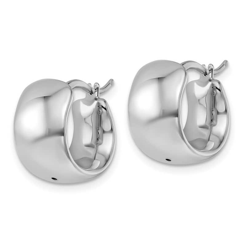 Curata 14k White Gold Polished Hoop Earrings - 15x15.5mm
