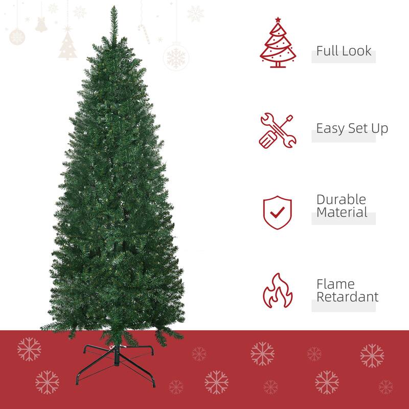 6FT Tall Unlit Slim Fir Artificial Christmas Tree with 583 Tips