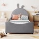 preview thumbnail 1 of 55, Casual Upholstered Daybed with Guardrail, Classic Headboard Footboard, Wood Slat Support Bed for Children Kids Platform Bed Gray Rabbit Ear - Twin