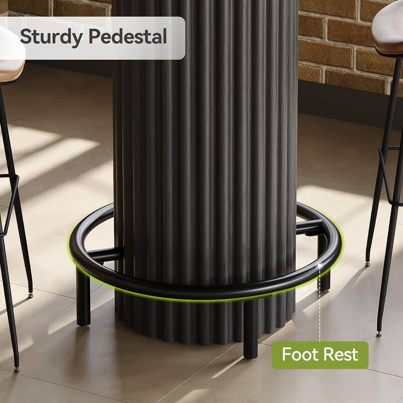 39.4" H Wooden Round Bistro Pub Bar Table for Dining, Cafe, Living Room, Apartment, Balcony