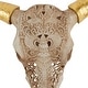 preview thumbnail 11 of 11, Rustic Polystone Carved Skull Cow Wall Decor - Brown or Bronze