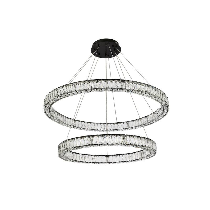 Indigo Home 42 inch LED round double ring pendant in black