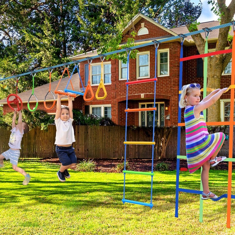 Hapfan 50ft Ninja Warrior Obstacle Course for Kids with Swing,Tree