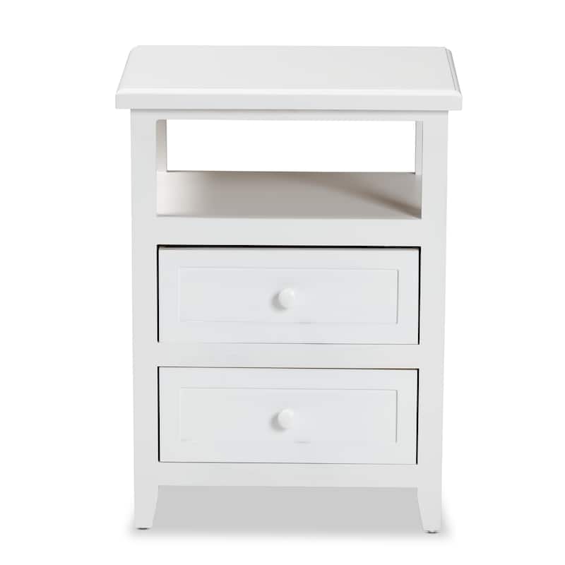 Baxton Studio Karsen Modern and Contemporary White Finished Wood 2-Drawer End Table