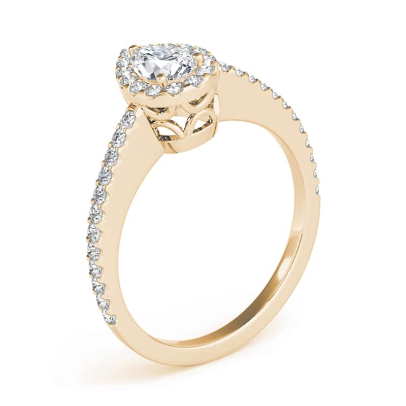 Auriya 14k Yellow Gold Lab Grown Pear Diamond Halo Engagement Ring 0.50 to 5.00 ct. tw. (F-G VS)