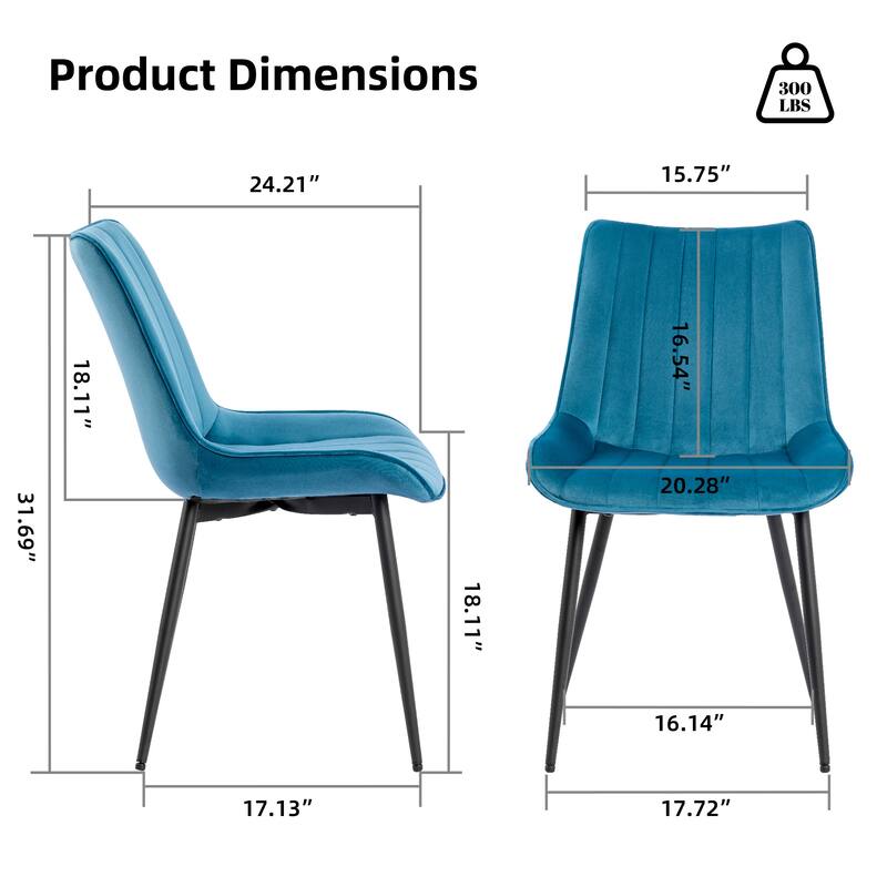 XINMICS Mid-century Modern Dining Chairs, Velvet Upholstered Metal Side Chair, Set of 2/4/6