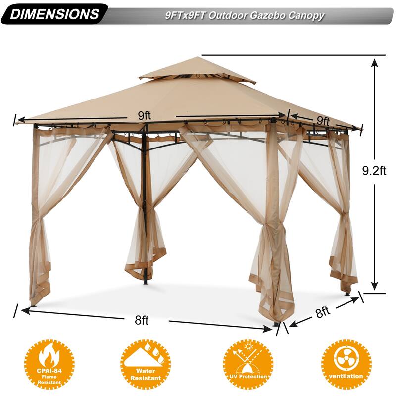 ABCCANOPY Patio Outdoor Gazebo for Double Roof Soft Canopy