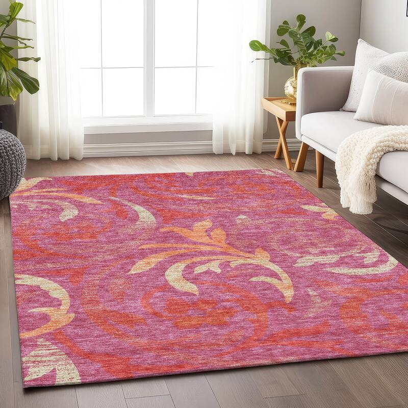 Premium Washable Super Soft Contempory Scroll Mayfield Rug - Blush - 5' x 7' 6" - Rectangle
