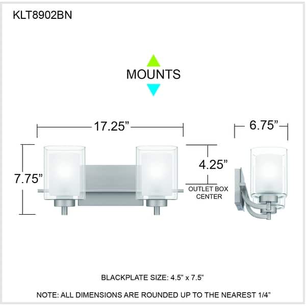 Kolt 2-Light Brushed Nickel Vanity Light