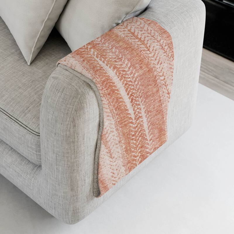Premium Machine Washable Contemporary Sherpa Throw Blanket - Coral - 4'2" x 5'10"