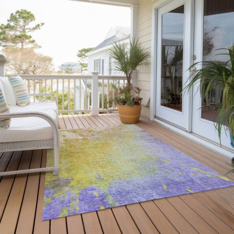 Allolu Contemporary Abstract Weather Resistant Timeless Fusion Runner Outdoor Rug