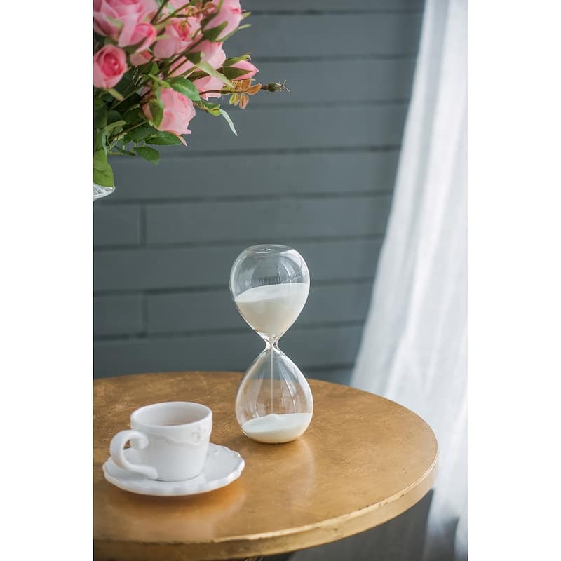 Set of 2, 8" Ferdinand 30-Minute Hourglass, White Sand