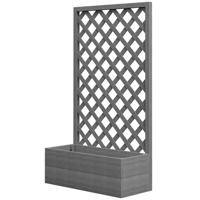 Outdoor Solid Fir Wood Flower Shelf Garden Planter Bed with Back Net Board for Herb or Plants - 28.5"L x 12.5"W x 58.75"H