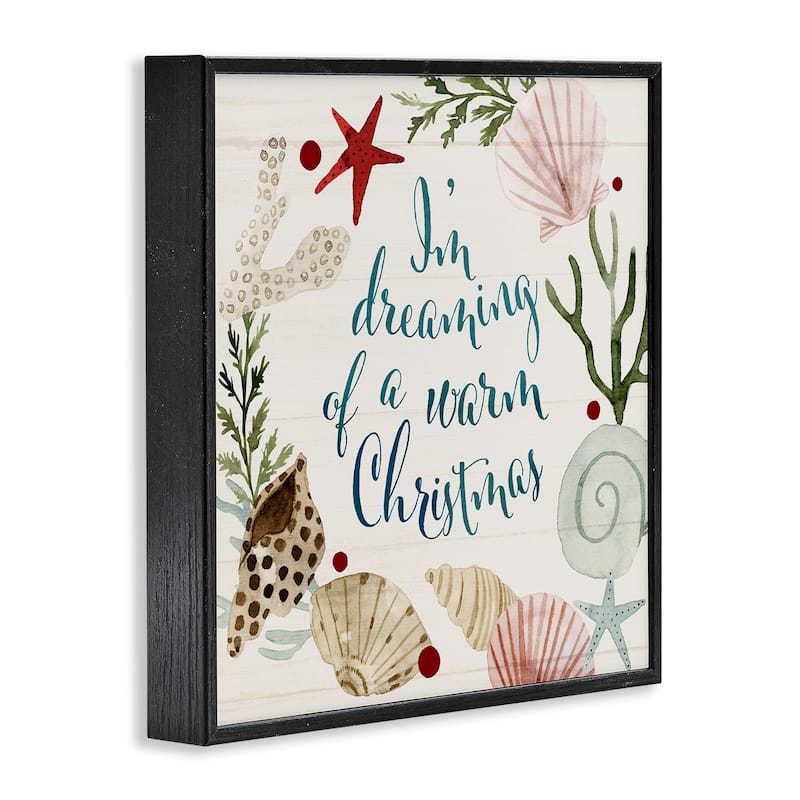 Stupell Dreaming of Warm Christmas Nautical Beach Holiday Framed Wall Art, 12 x 12