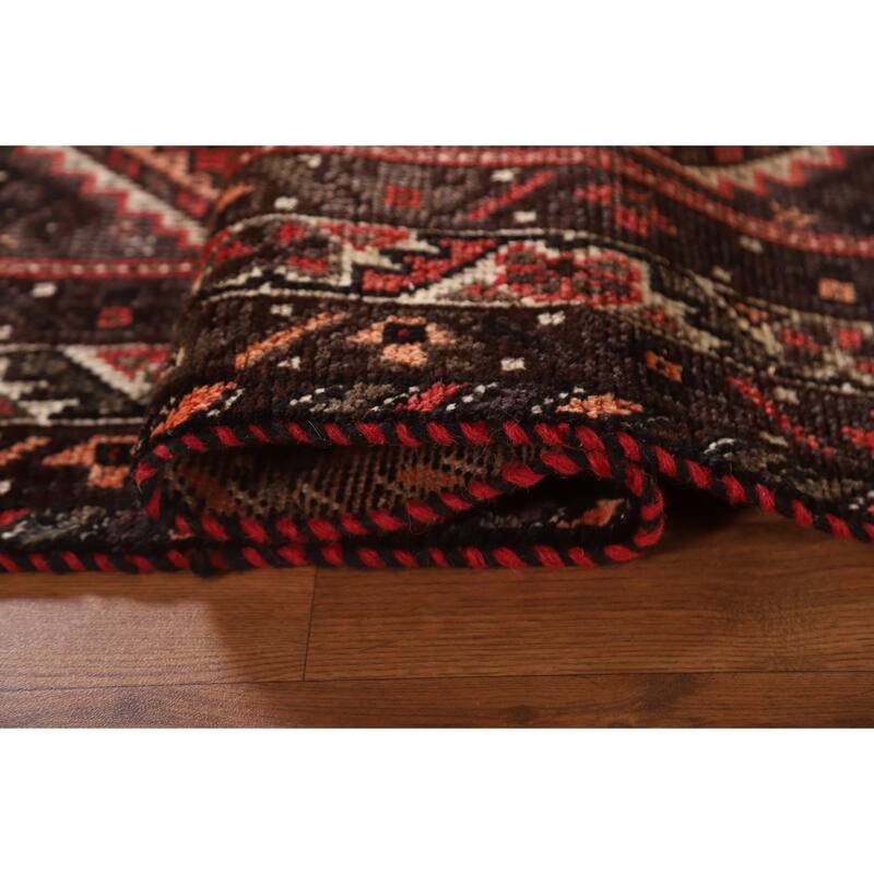 Red Qashqai Persian Vintage Area Rug Handmade Wool Carpet - 5'2"x 7'8"