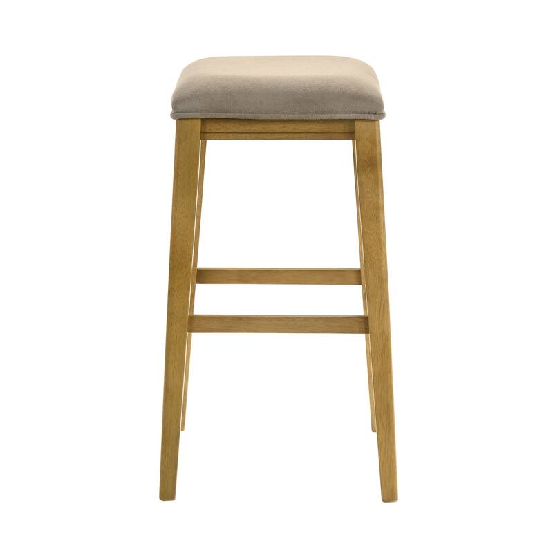 Jane Contemporary Transitional Backless Wood Counter Height Kitchen Bar Stool with Fabric Upholstered Seat