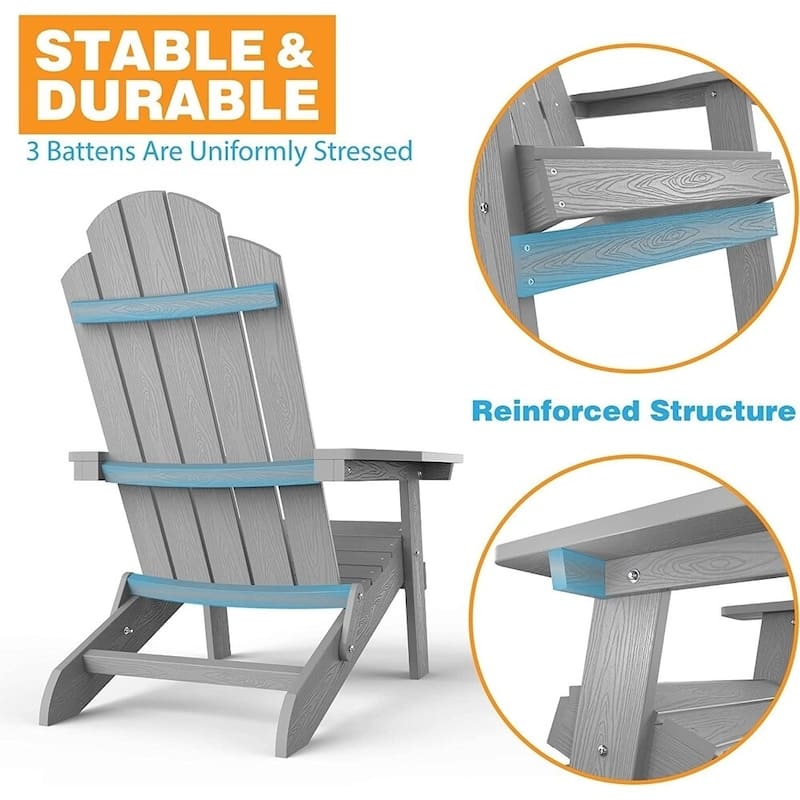 WINSOON All Weather HIPS Outdoor Folding Adirondack Chair Set Of 4
